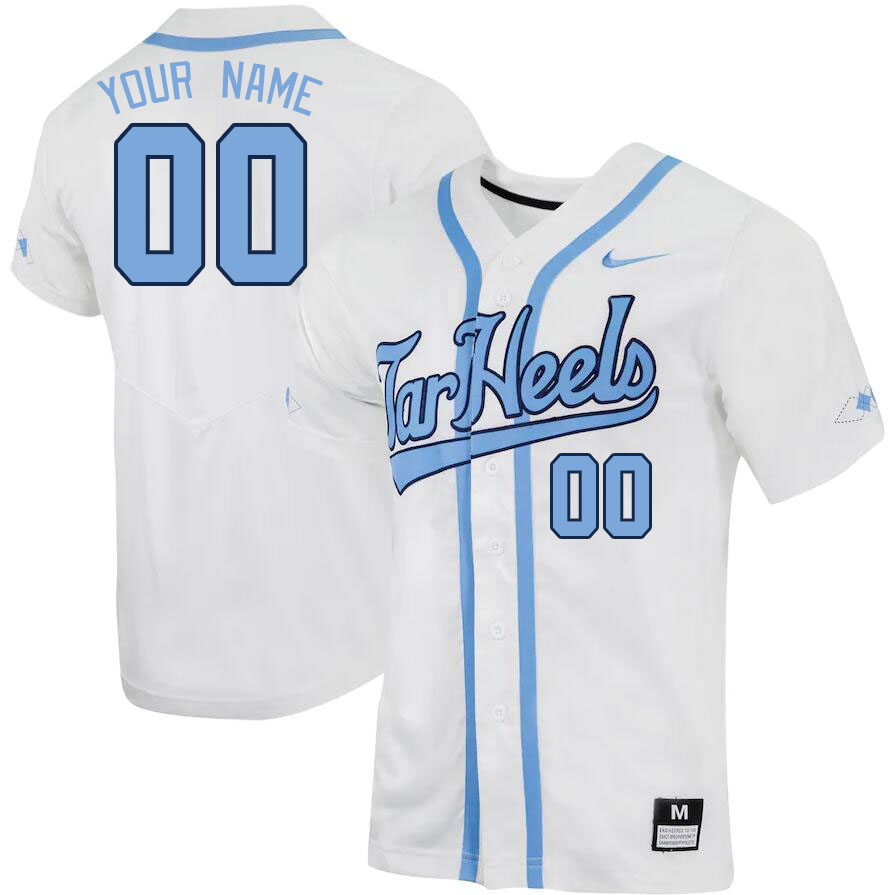 Custom North Carolina Tar Heels Name And Number College Baseball Jerseys Stitched-White - Click Image to Close